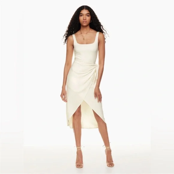 Aritzia Wilfred Saturn Wrap Dress White Sleeveless Womens Size L - Picture 5 of 11